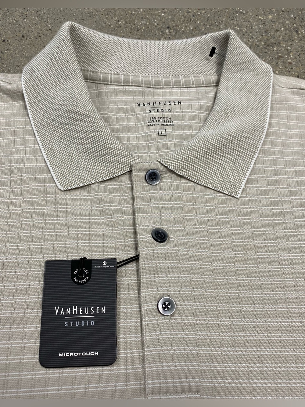 NWT Micro-touch Van Heusen Long Sleeve Polo Shirt size Large
